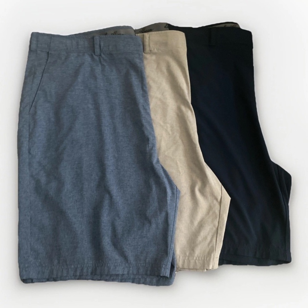 Ben Hogan Performance Golf Athletic Shorts Blue/ Tan/Navy Blue LOT OF 3 Size 46